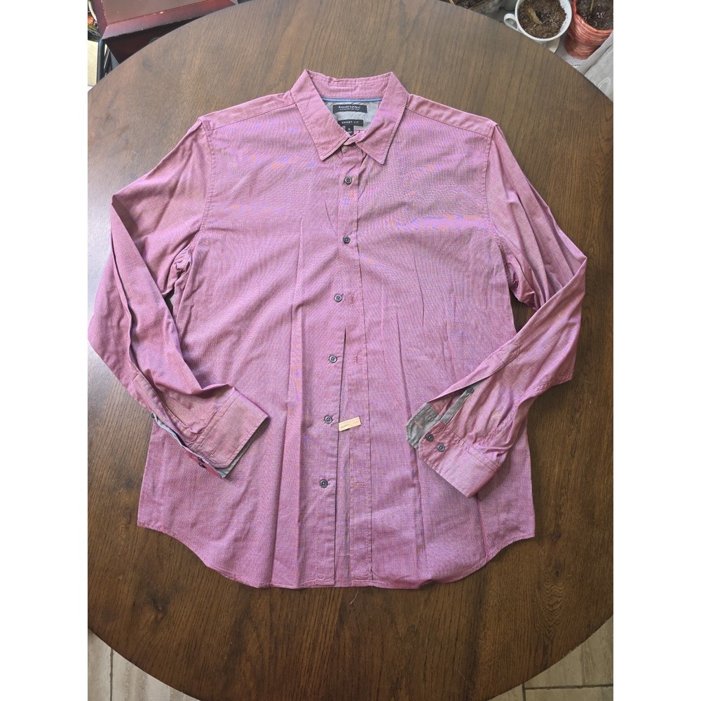 Banana Republic Shirt Men XL Pink Button Luxe Stretch Poplin Grant Fit
